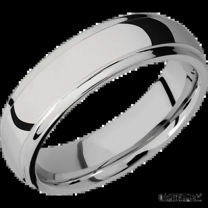 6 mm wide Domed Stepped Down Edges Titanium band.