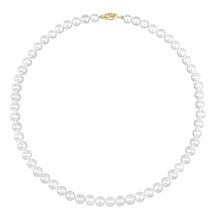 6MM Round Pearl 18-inch Necklace in 14KT Yellow Gold
