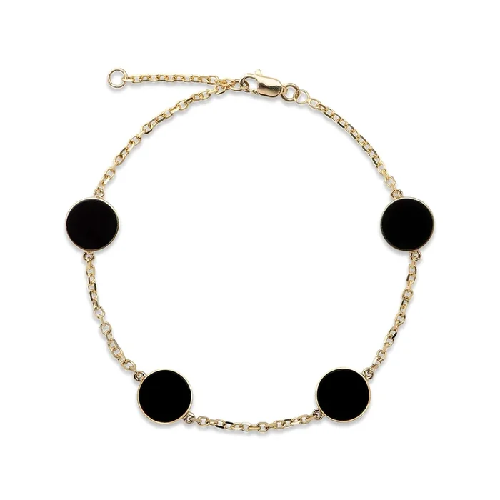 7.25-8″ Adjustable Eclipse Black Coral Bracelet in Gold – 9mm