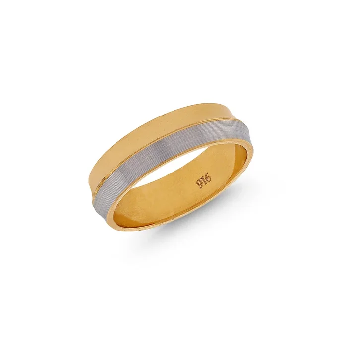 7.25 Size Two-tone Band in 22K Gold