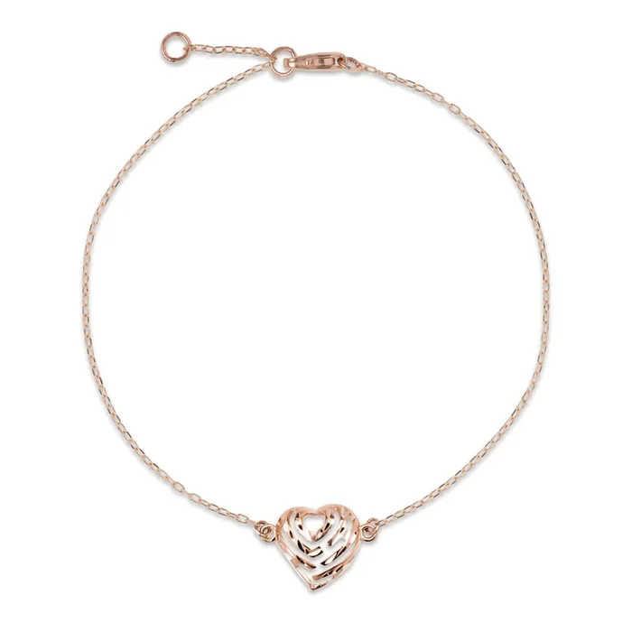 7-7.5″ Adjustable Aloha Heart Bracelet in Rose Gold – 11mm