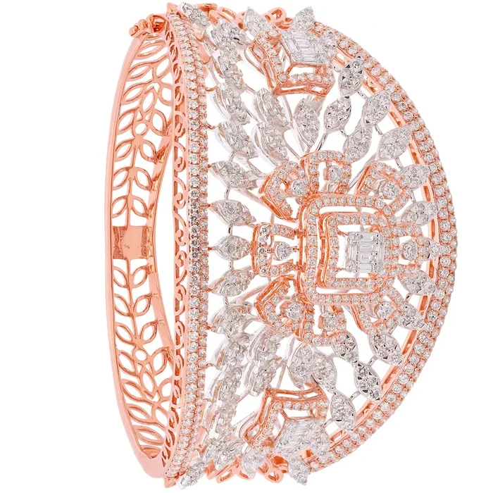 7.88Ct VVS/FG Diamond Bangle Bracelet in 18K Rose Gold