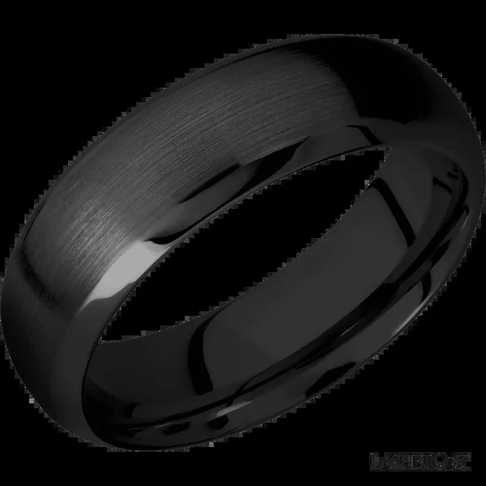 7 mm wide Domed Bevel Zirconium band.