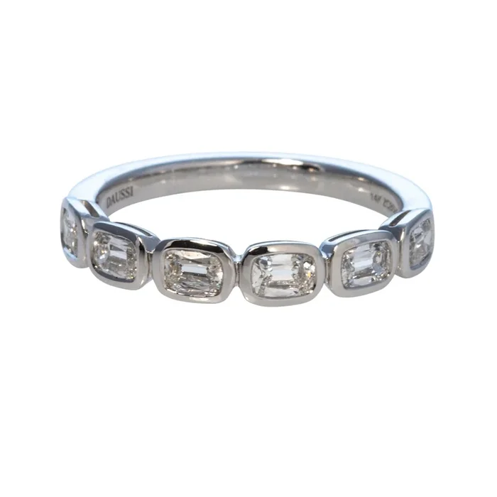 .72ctw Cushion Diamond Bezel Set 18K White Gold Halfway Band