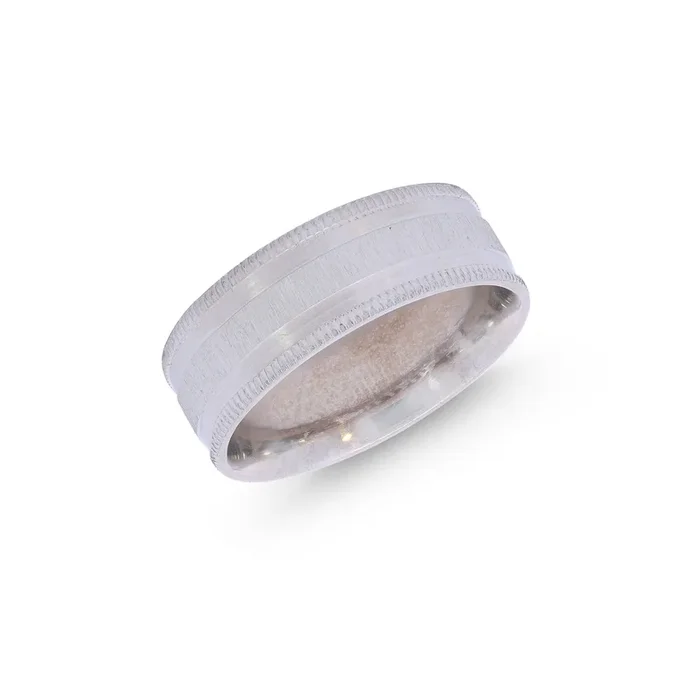 8.25 Size White Gold Milgrain Band in 18K White Gold