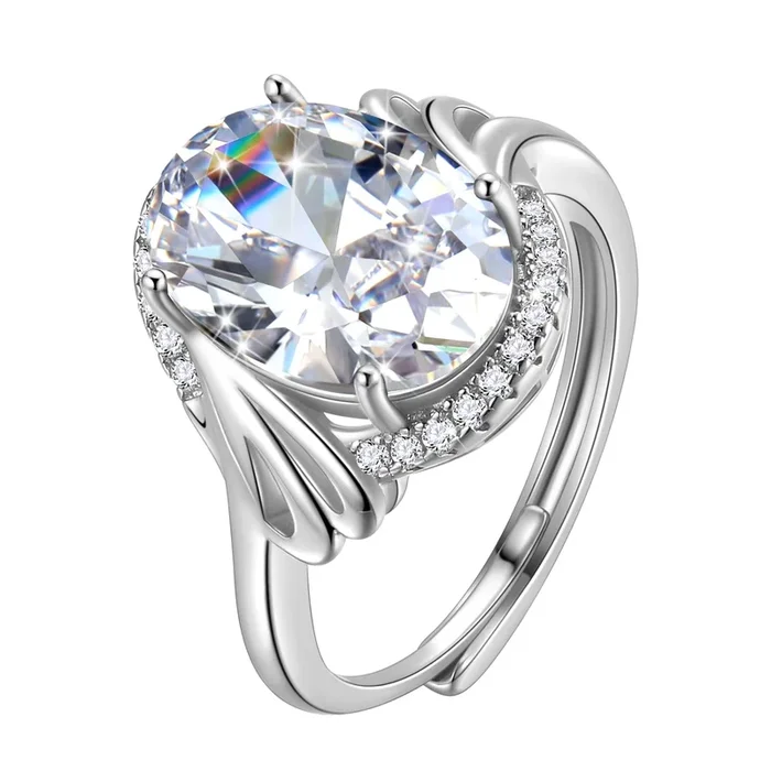 8-Karat-Halo-Oval-Verlobungsring aus 925er Sterlingsilber für Damen mit Geburtsstein April, Diamant-Zirkonia-Band, Versprechensring, Brautschmuck, Geschenk zum Geburtstag der Mutter