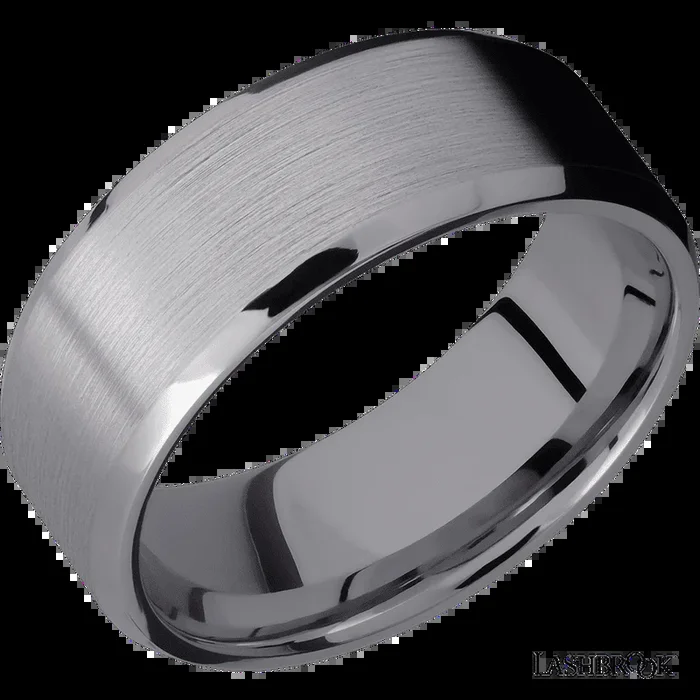 8 mm wide Beveled Tantalum band.