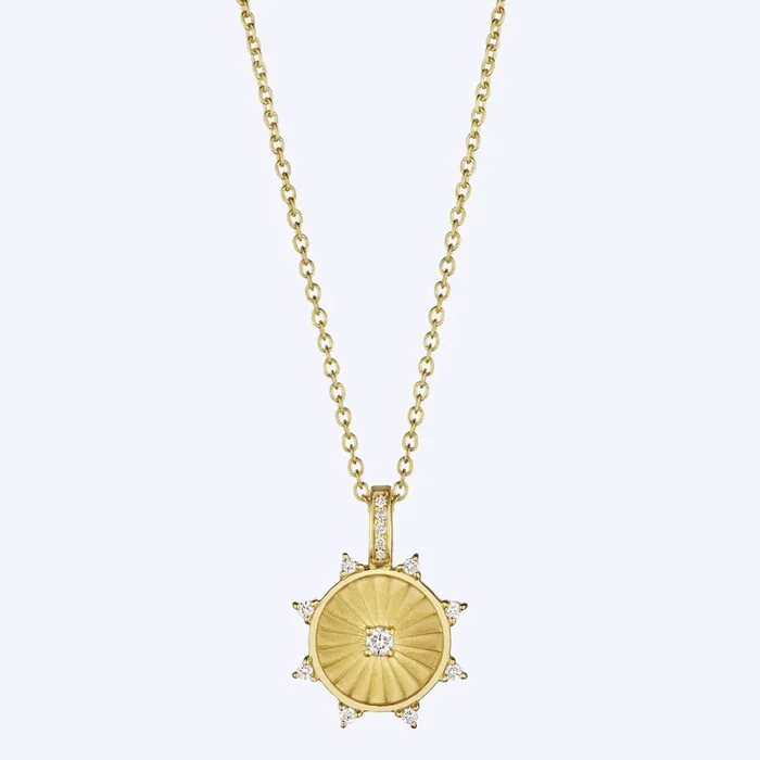 8 Point Wheel Diamond Medallion Necklace
