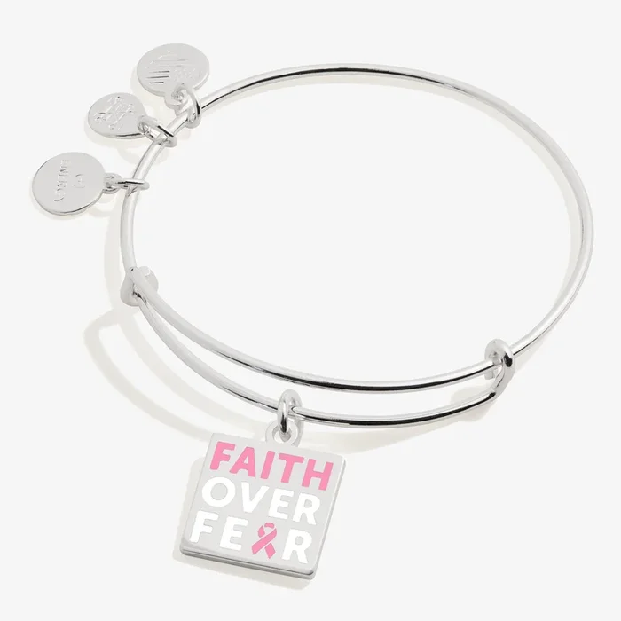 ‘Faith Over Fear’ Breast Cancer Awareness Charm Bangle