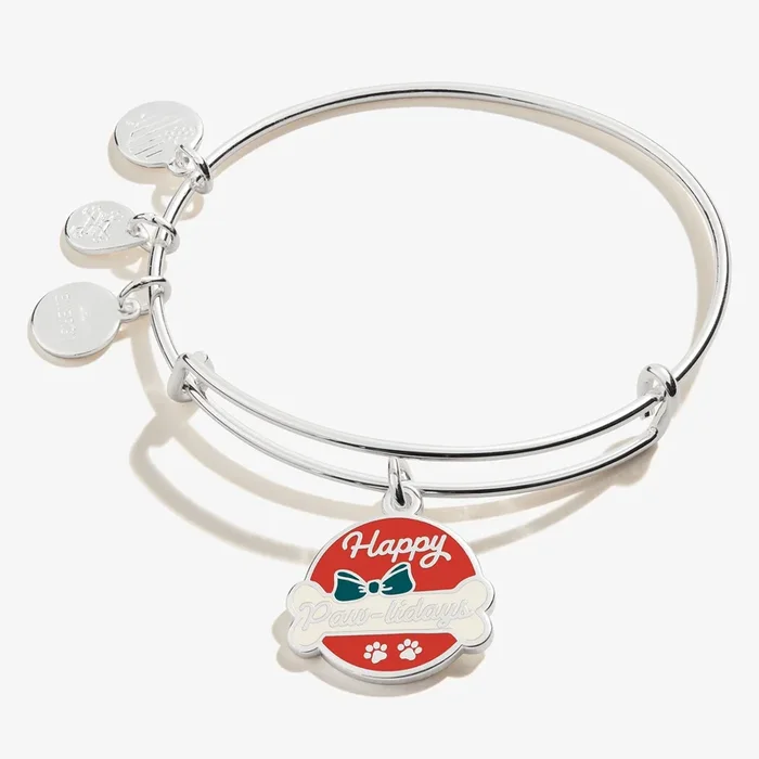 ‘Happy Paw-lidays’ Dog Holiday Charm Bangle