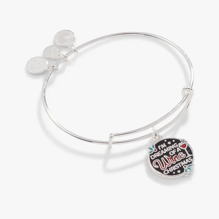 ‘I’m Dreaming of a Wine Christmas’ Charm Bangle Bracelet
