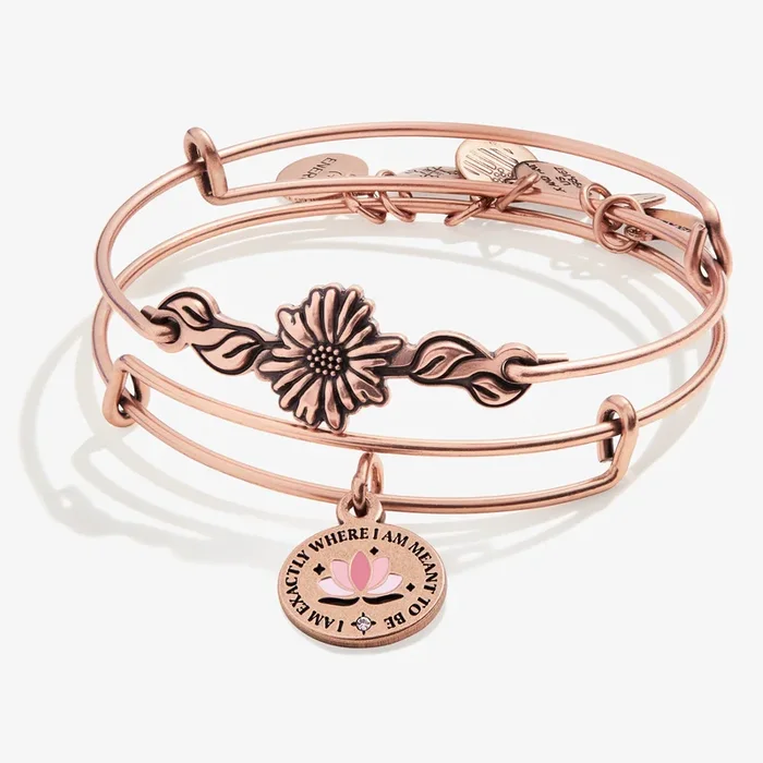 ‘I Am Exactly Where I Am Meant To Be’ Charm Bangles, Set of 2