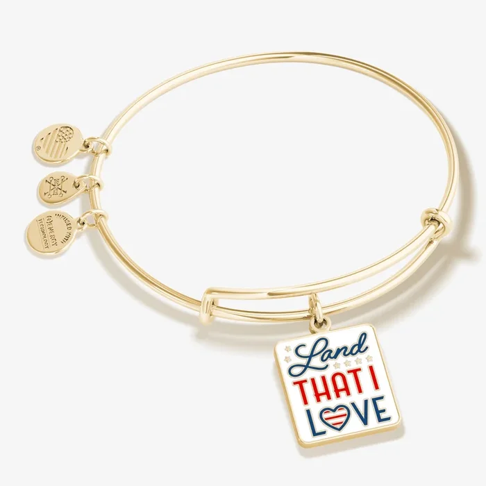‘Land That I Love’ Patriotic Charm Bangle Bracelet