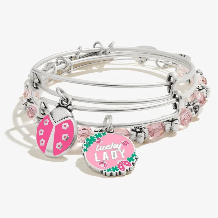 ‘Lucky Lady’ Charm Bangles, Set of 3