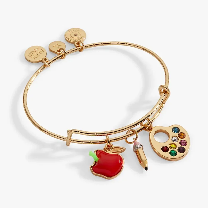 ‘Teacher’s Pet’ Multi Charm Textured Bangle