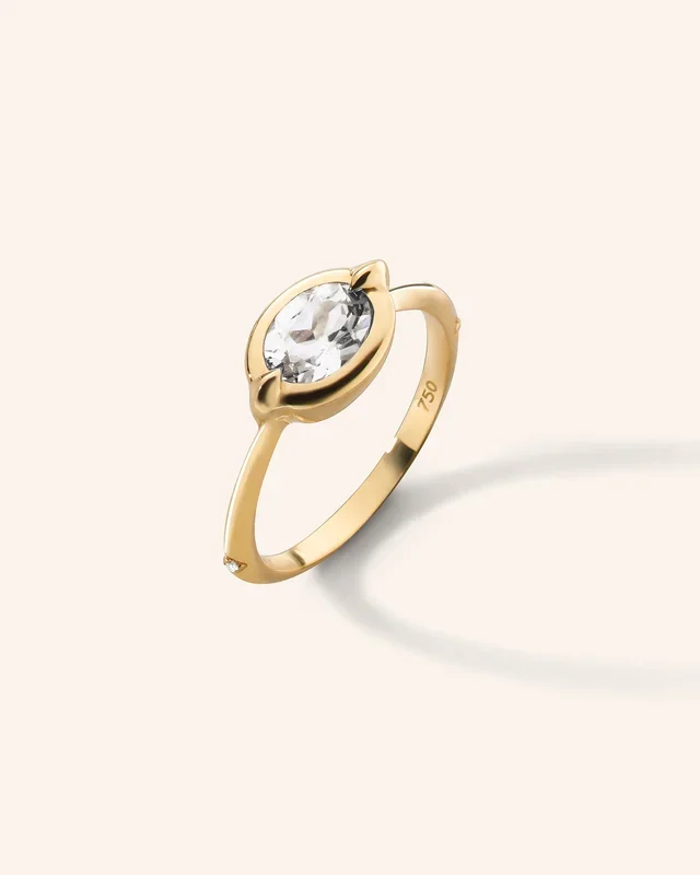 “Points North” Rock Crystal Ring with Diamonds