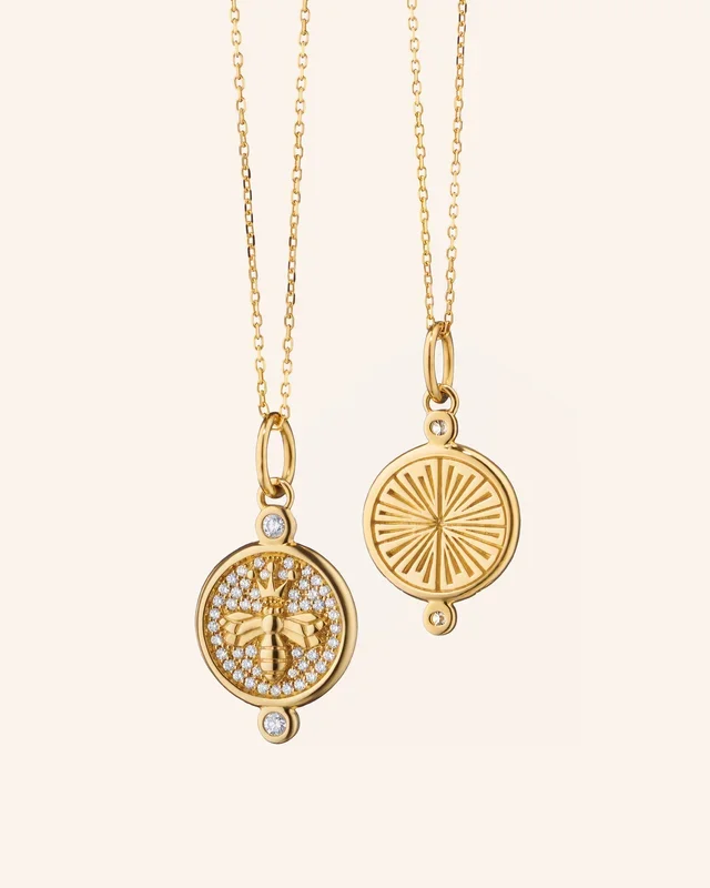 “Queen Bee” 18K Gold Necklace with Pavé Diamonds