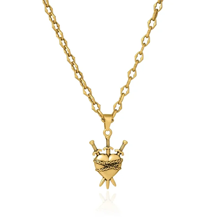“The Cathedral” 6mm Spiked Chain with Custom Pendant Choice (Gold)