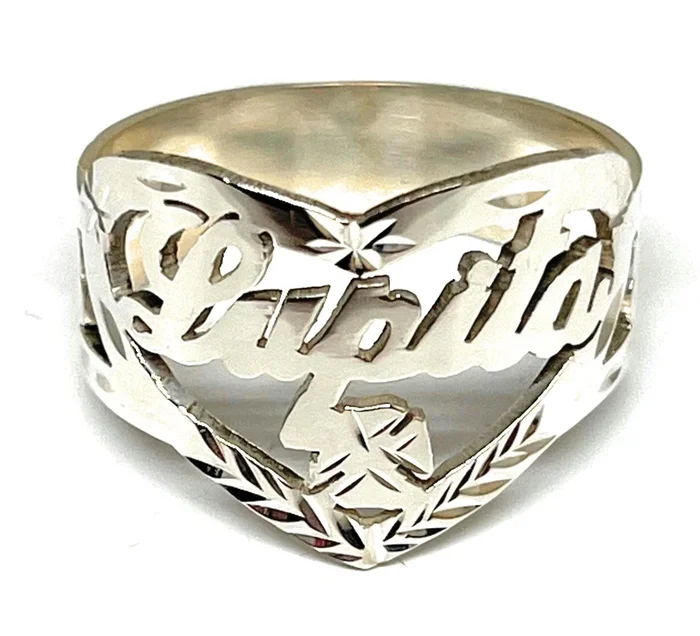 .925 Silver CUSTOMIZED Heart Name Ring
