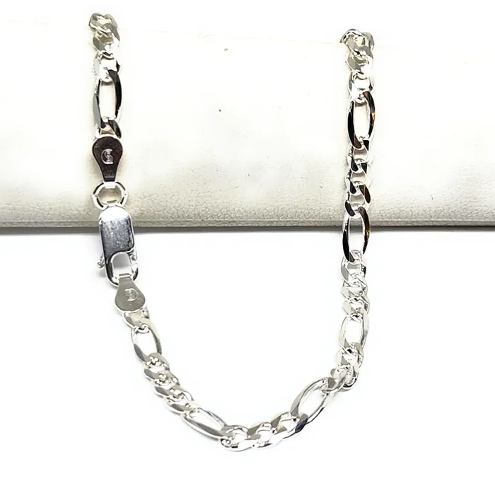 .925 Silver Figaro 7-8 inch 3.75mm width Braccelete