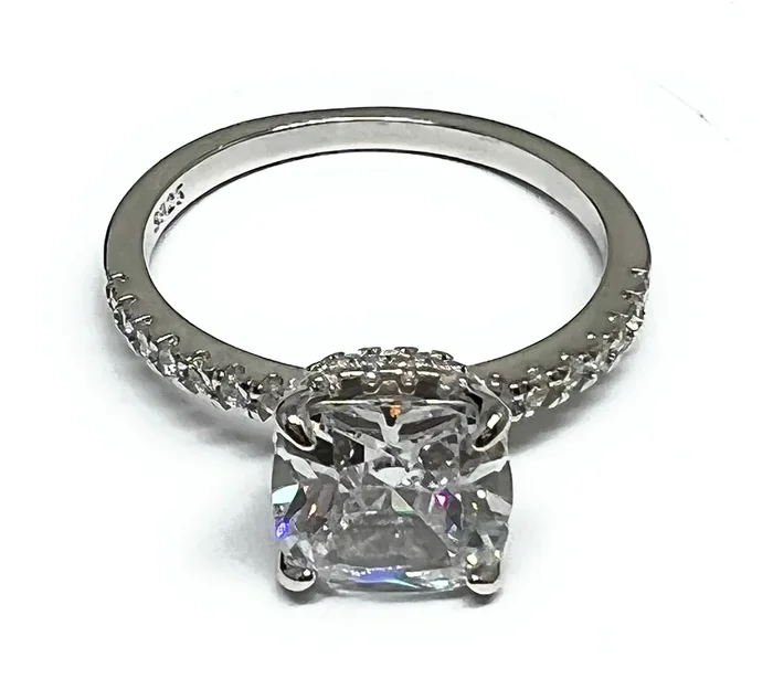 .925 Silver Princess Cut 2 Carat CZ Ring (FCS 32)