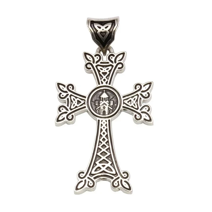 925 Sterling Silver Back to Back Oxidized Armenian Cross Pendant – ARMP00002