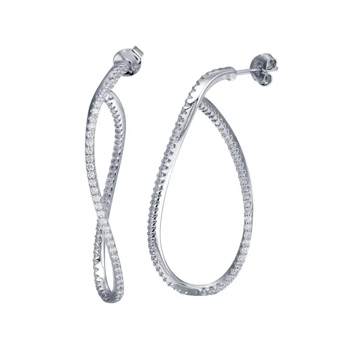 925 Sterling Silver CZ Dangling Oval Post Earring – BGE00670