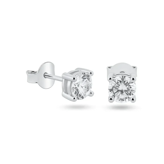 925 Sterling Silver Moissanite 5mm Round Push Back Earring – MBGE00003