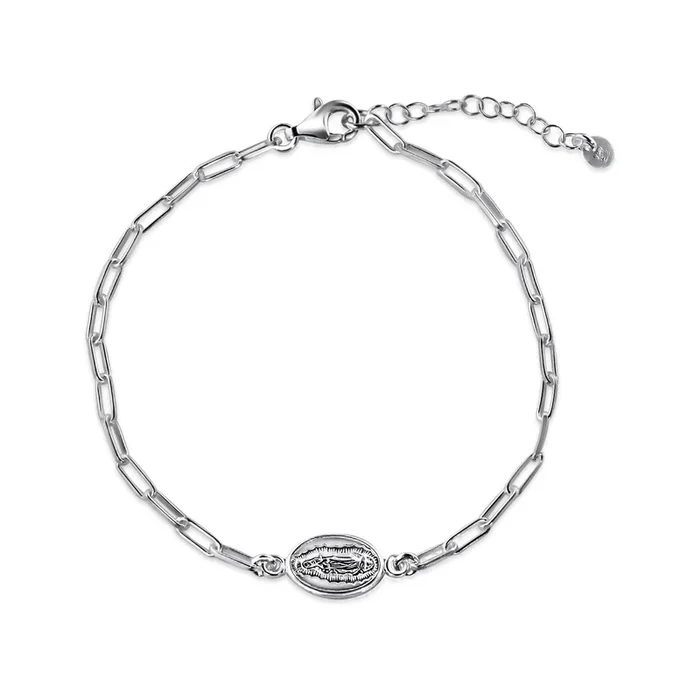 925 Sterling Silver Non Plated Guadalupe Adjustable Paperclip Bracelet – ARB00065