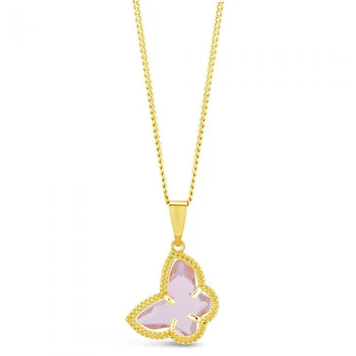 9ct Gold Filled Pink Coloured Butterfly Pendant