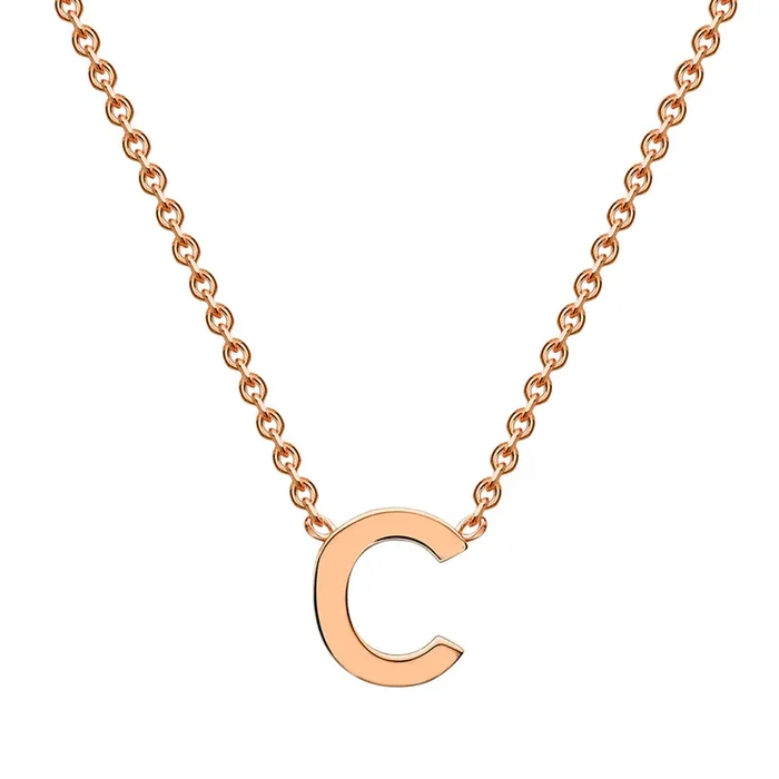 9ct Rose Gold Initial “C” Pendant On 43cm Chain