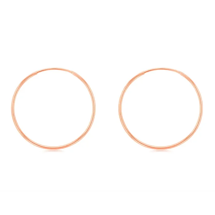 9ct Rose Gold Plain 25mm Sleeper Earrings