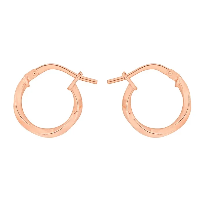 9ct Rose Gold Silver Filled 10mm Twist Hoop Earrings