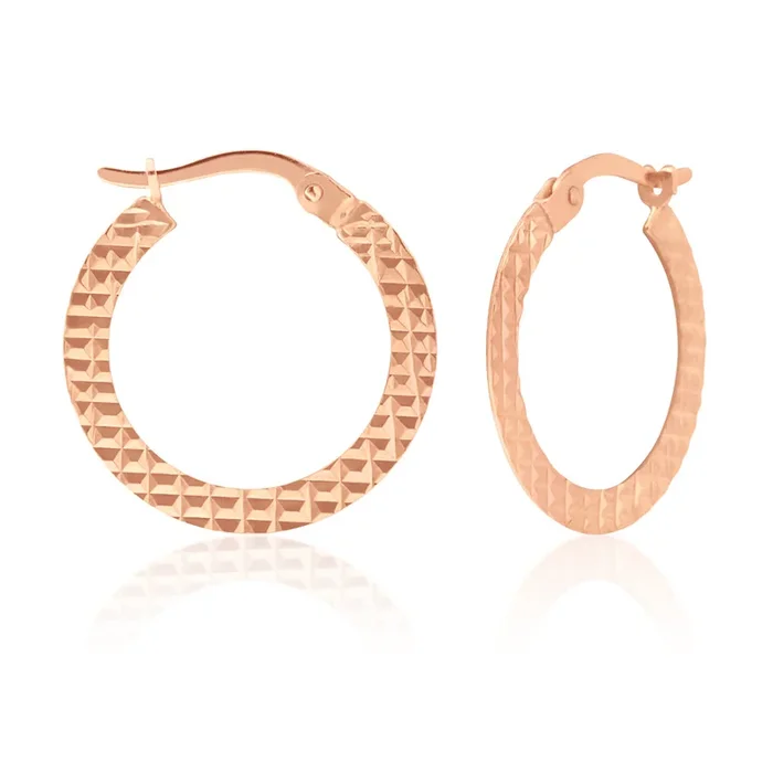 9ct Rose Gold Silver Filled Hoop Earrings