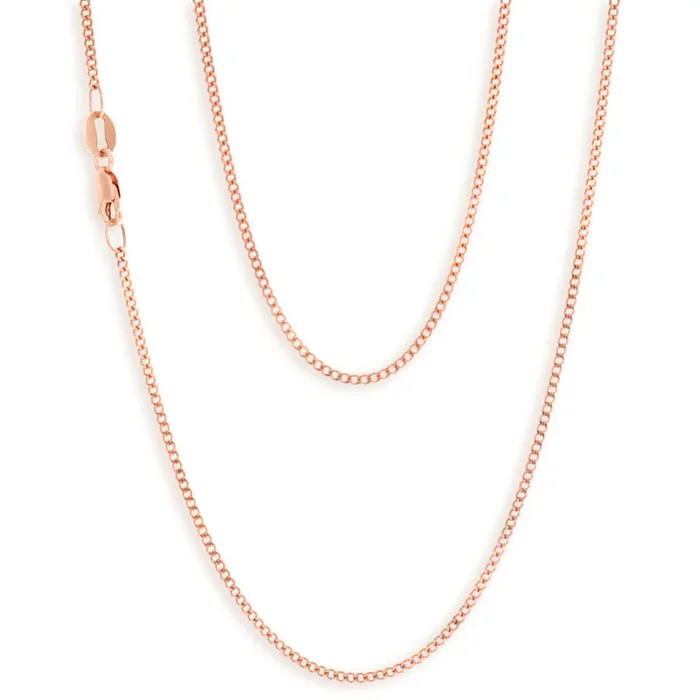 9ct Rose Solid Gold Diamond Cut 45cm 40 Gauge Curb Chain