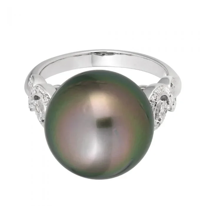 9ct Tahitian Pearl & Diamond Ring