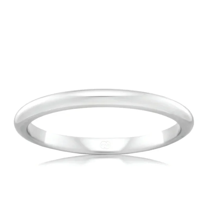9ct White Gold 2mm High Dome Ring