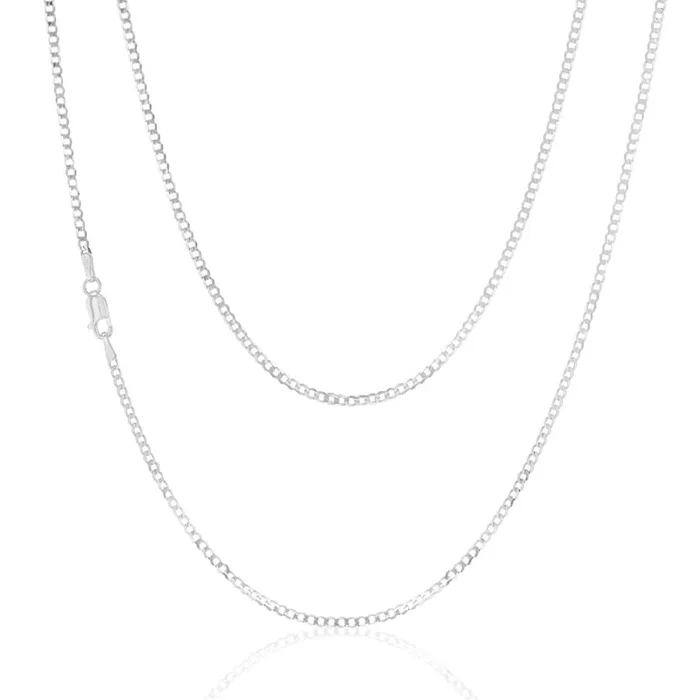 9ct White Gold 50 Gauge Tight Curb 46cm Chain