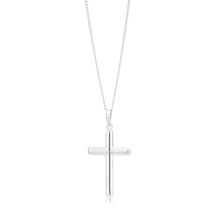 9ct White Gold Plain Cross Pendant
