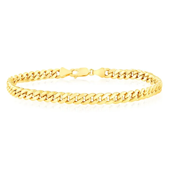9ct Yellow Gold 140 Gauge Light Miami 21cm Bracelet