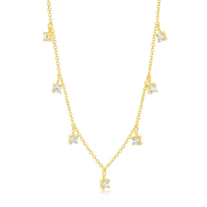 9ct Yellow Gold 2.5mm Zirconia Charm On 45cm Chain