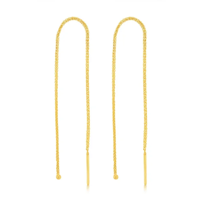 9ct Yellow Gold Chain Threader Drop Earrings