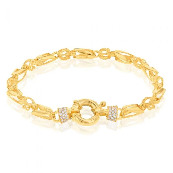 9ct Yellow Gold Fancy Tulip CZ 20cm Boltring Chain “Talulah”