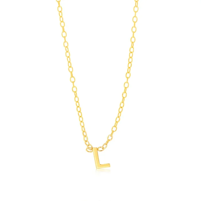9ct Yellow Gold Initial “L” Pendant On Chain