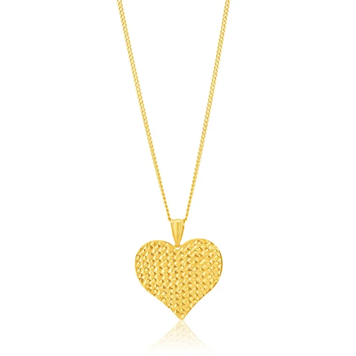 9ct Yellow Gold Mesh Heart Pendant