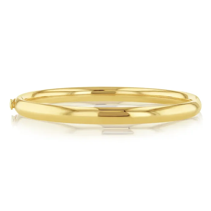9ct Yellow Gold One Line Round Bangle