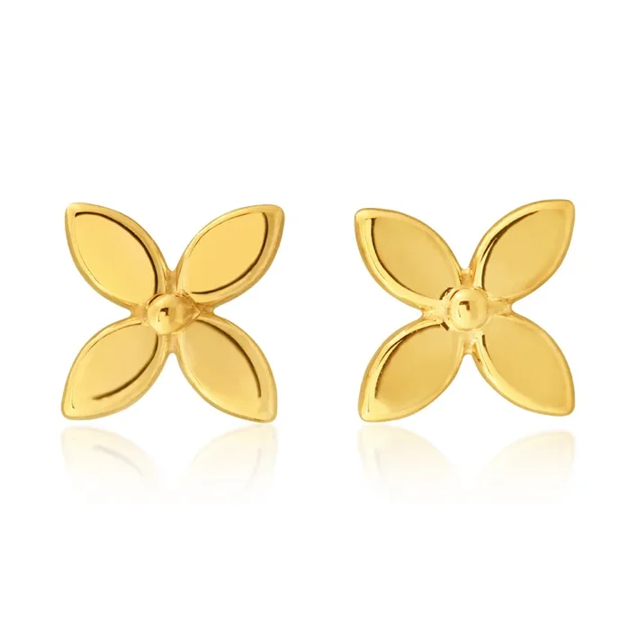 9ct Yellow Gold Petals Stud Earrings