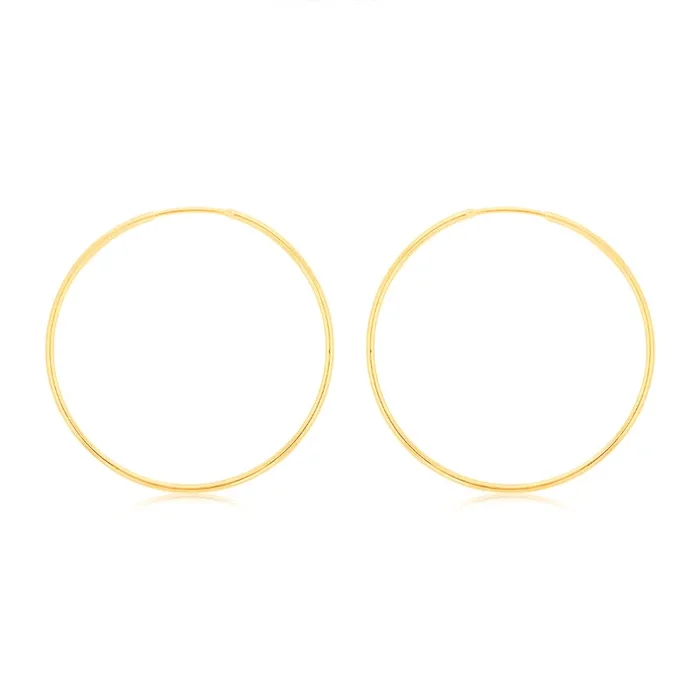 9ct Yellow Gold Plain 20mm Sleeper Earrings