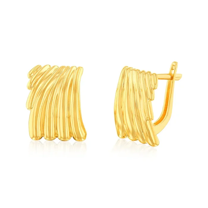 9ct Yellow Gold Seashell Fancy Hoop Earrings