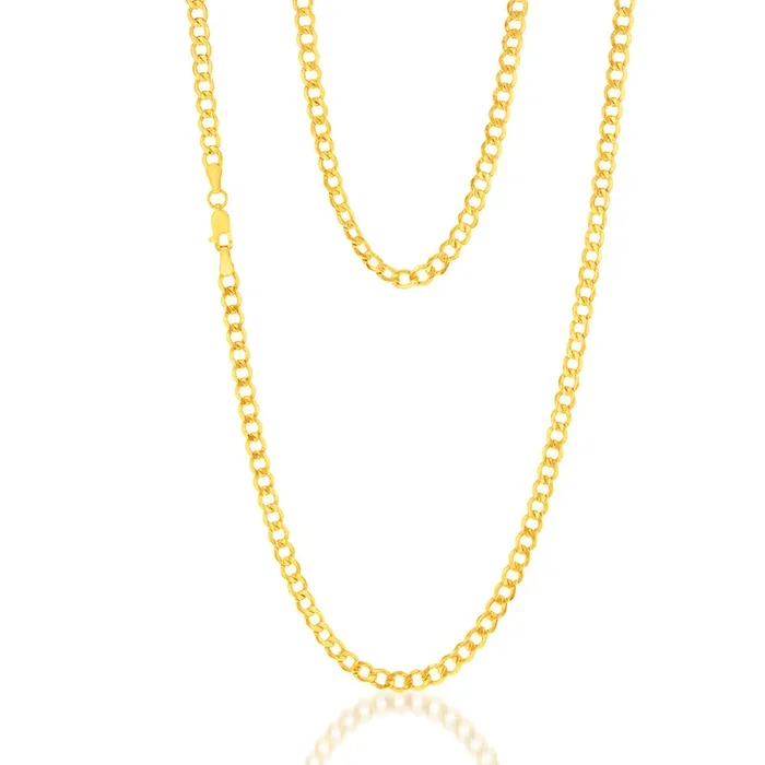 9ct Yellow Gold Silverfilled Diamond Cut Curb 100Gauge 60cm Chain